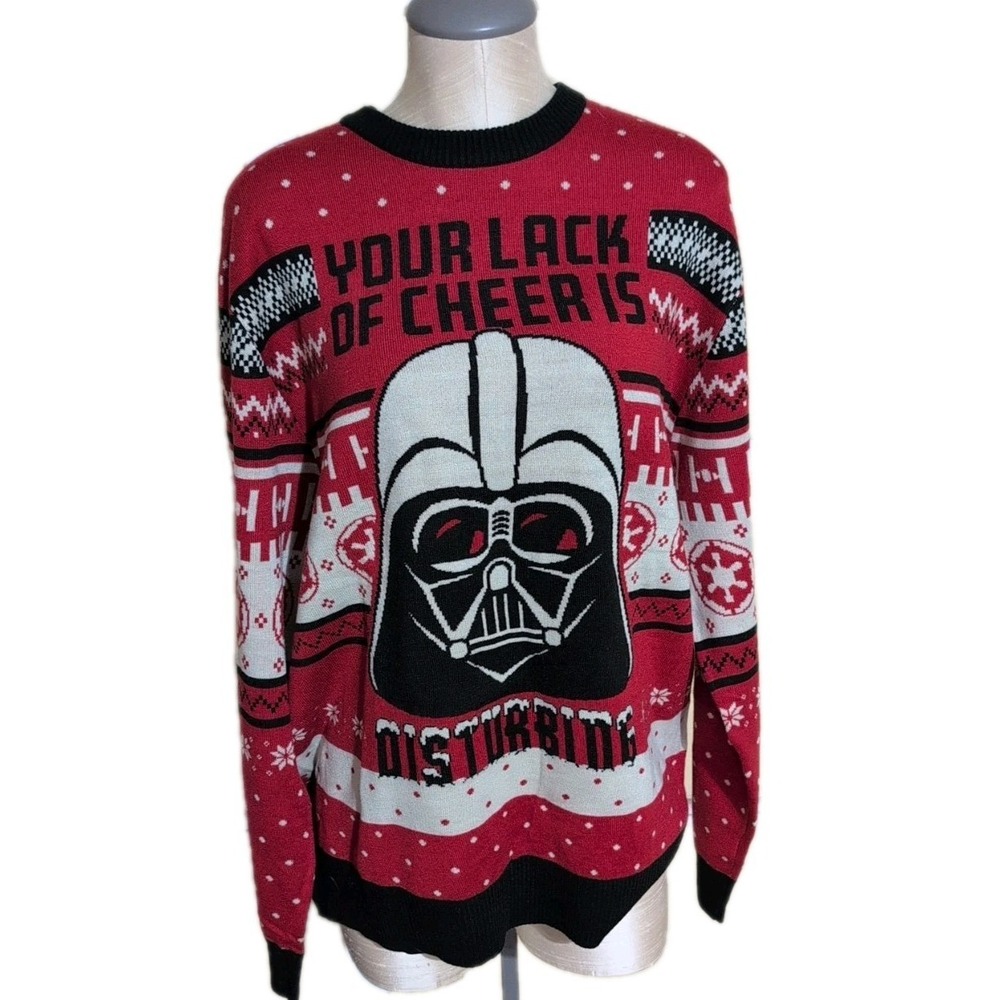 Star Wars Darth Vader Lack Of Cheer Disturbing Xmas Men's L  Sweater Knit